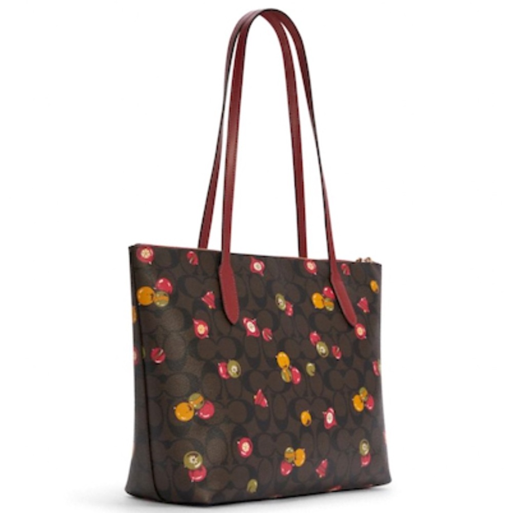 COACH Zip Top Tote In Signature Canvas With Ornament Print - Picture 3 of 5